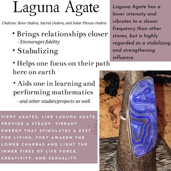 -•- Ravishing Mexican Laguna Lace Agate Gemstone Handmade Ring - Picture 3 of 4